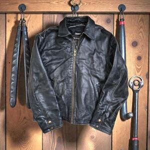 Vtg Wilsons Black Leather Jacket Moto Biker Zip Out Thinsulate Liner 90s Y2k LT